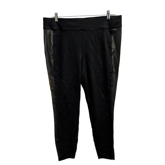 LANE BRYANT Size 18/20 Black With A Gold Finish Faux Leather Insert Leggings - Picture 1 of 12